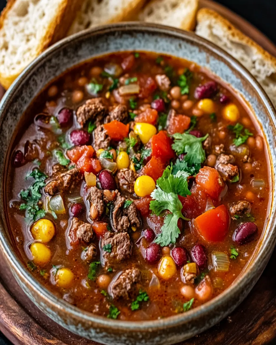 Mexican beef, tomato and bean soup First Image First Image