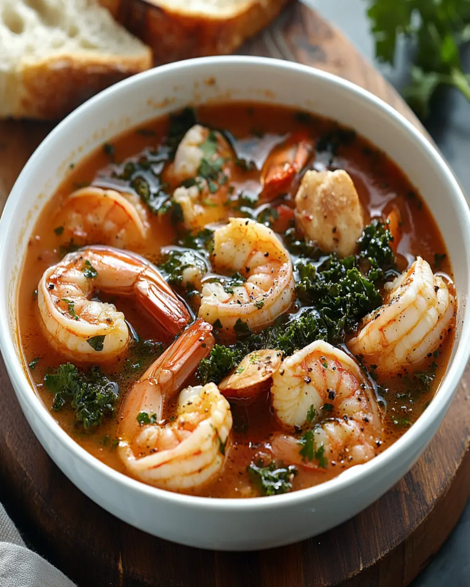 Italian prawn soup with kale gremolata First Image First Image