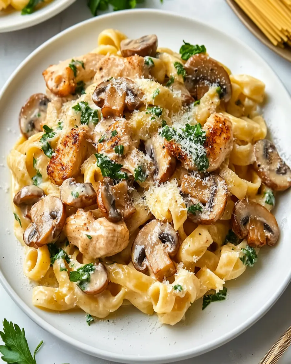 Creamy Chicken and Mushroom Pasta First Image First Image