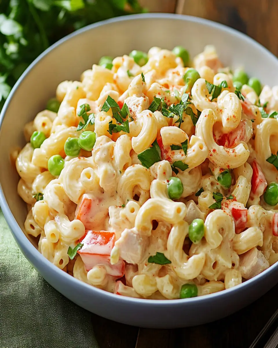 The Best Creamy Macaroni Pasta Salad with Chicken First Image First Image