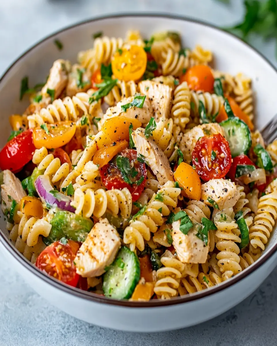 High Protein Pasta Salad with Chicken First Image First Image