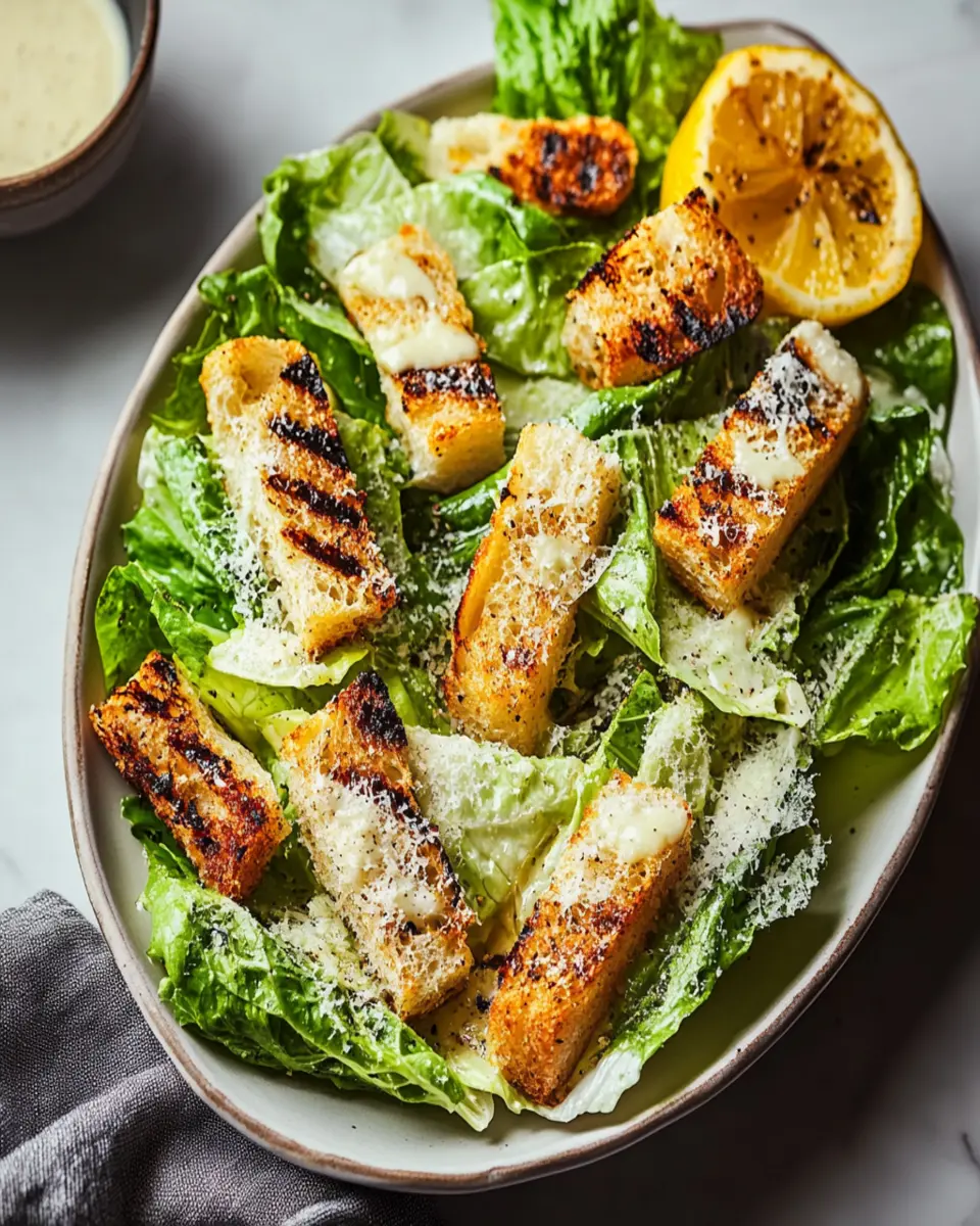 Smoky Caesar Salad with Grilled Lemons and Homemade Croutons First Image First Image