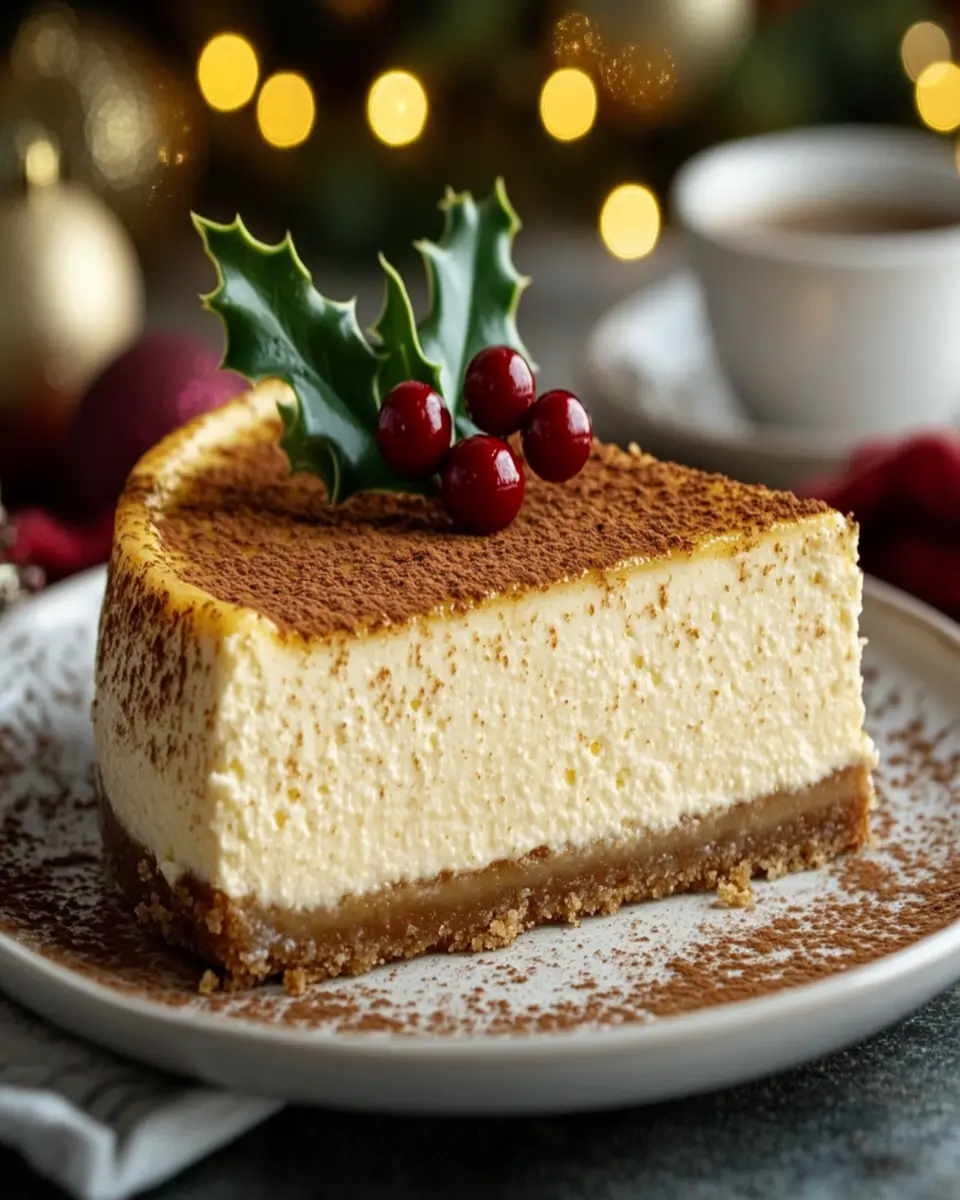 Eggnog Cheesecake with Nutmeg Dusting First Image First Image