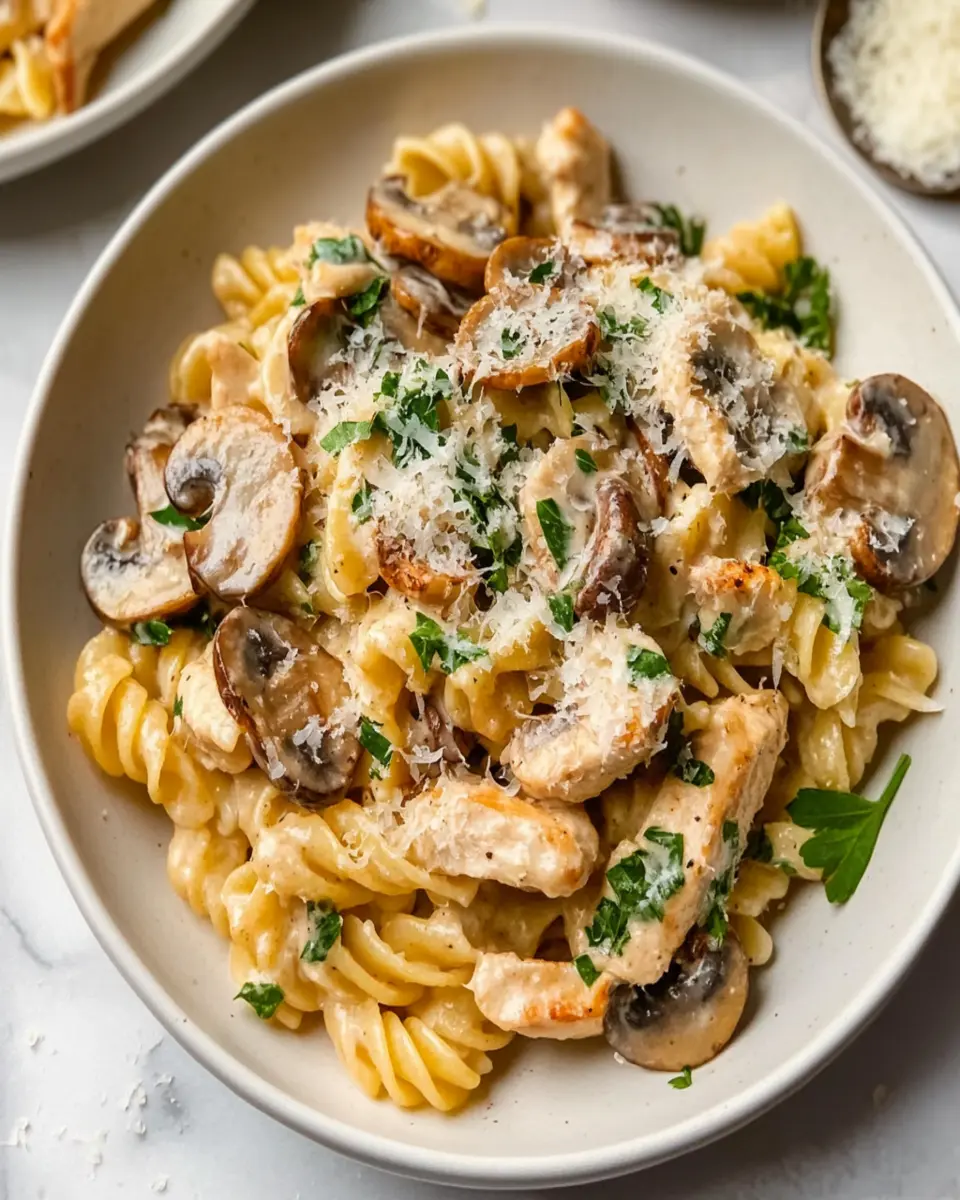 Creamy Chicken and Mushroom Pasta First Image First Image