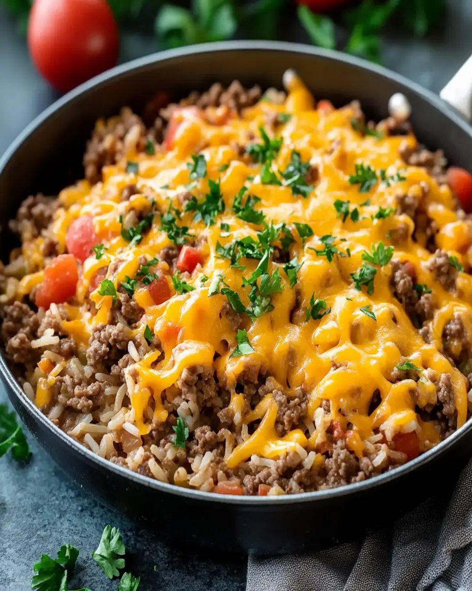 Cheesy Ground Beef and Rice Skillet First Image First Image