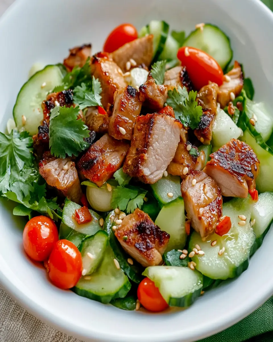 Grilled Pork Salad with Cucumber First Image First Image