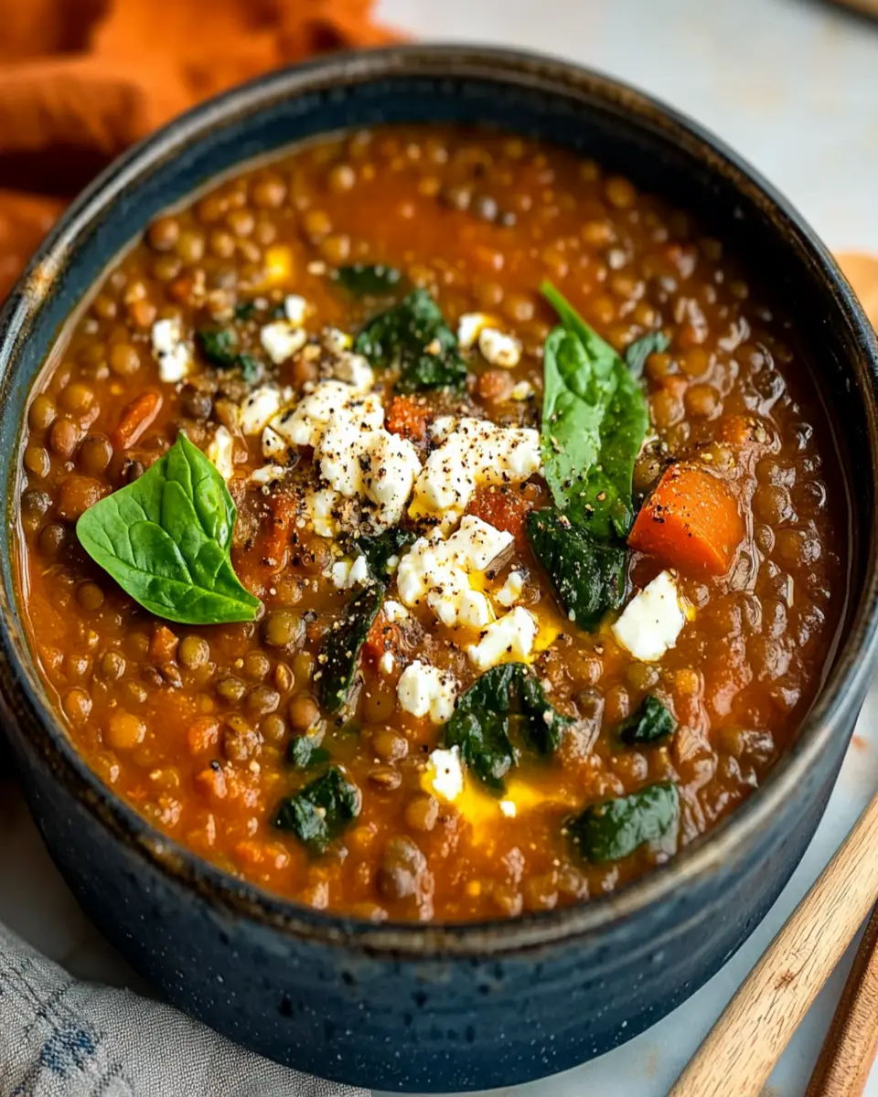 Lentil Soup With Spinach and Feta Cheese First Image First Image