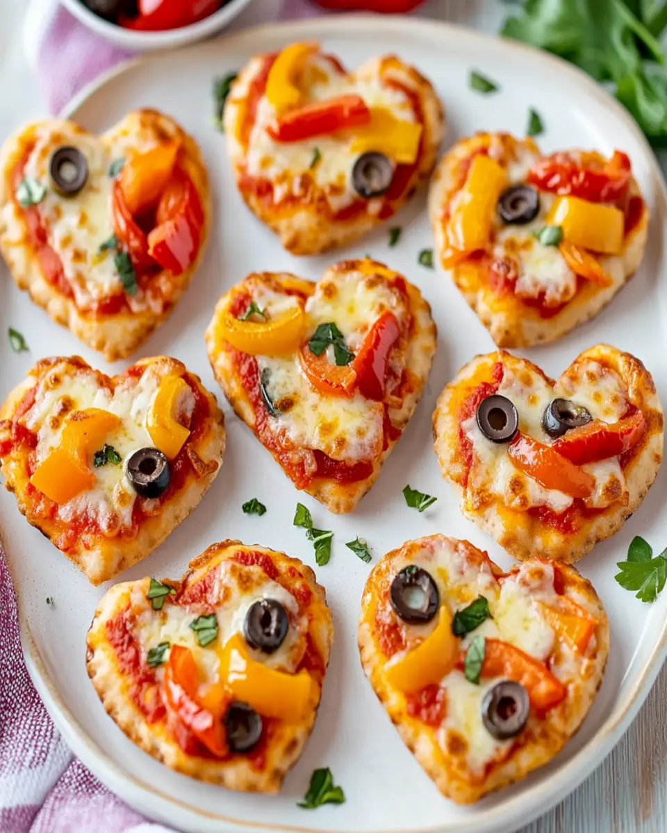 Mini Heart Shaped Pizzas First Image First Image