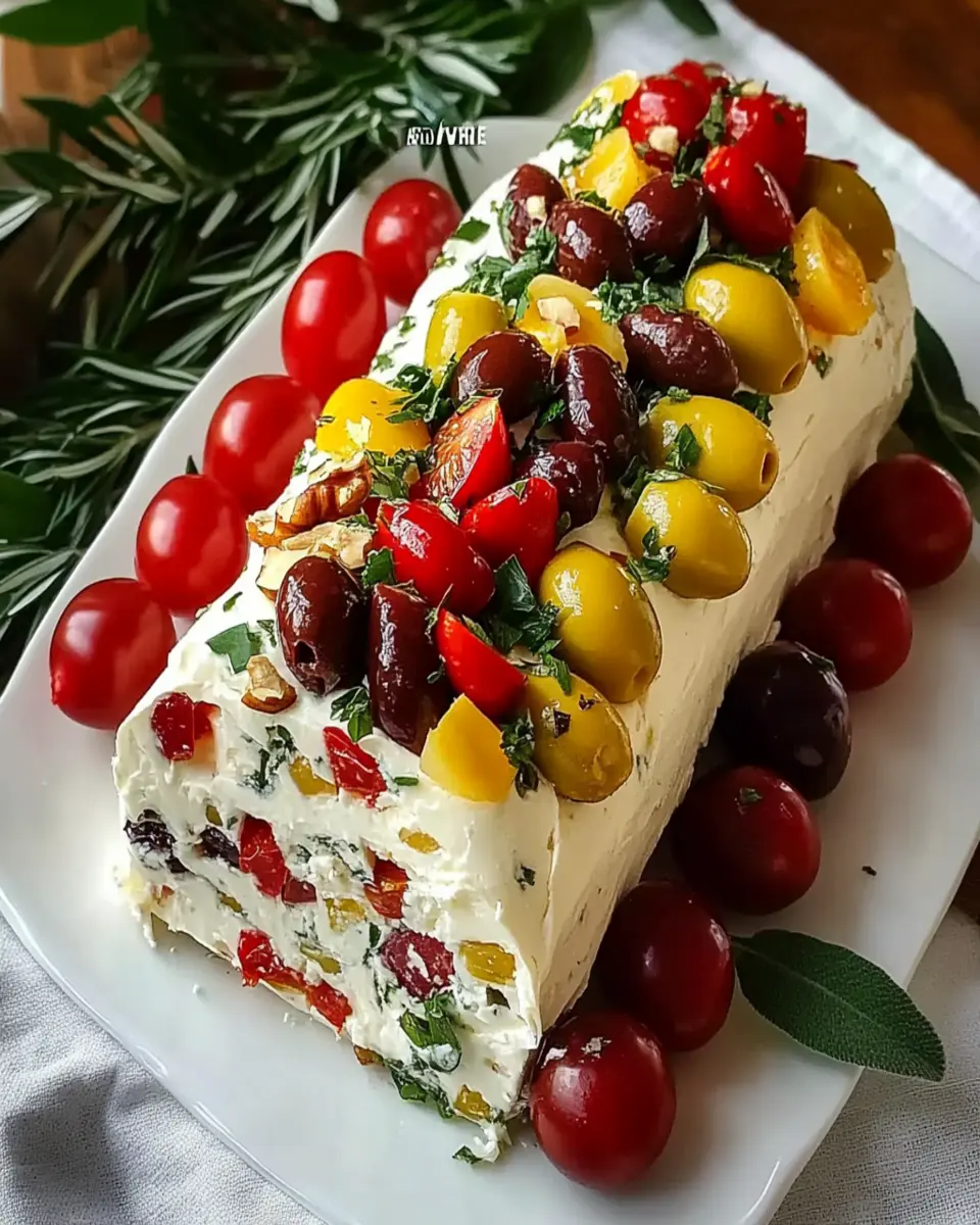 Festive Holiday Antipasto Cream Cheese Log First Image First Image