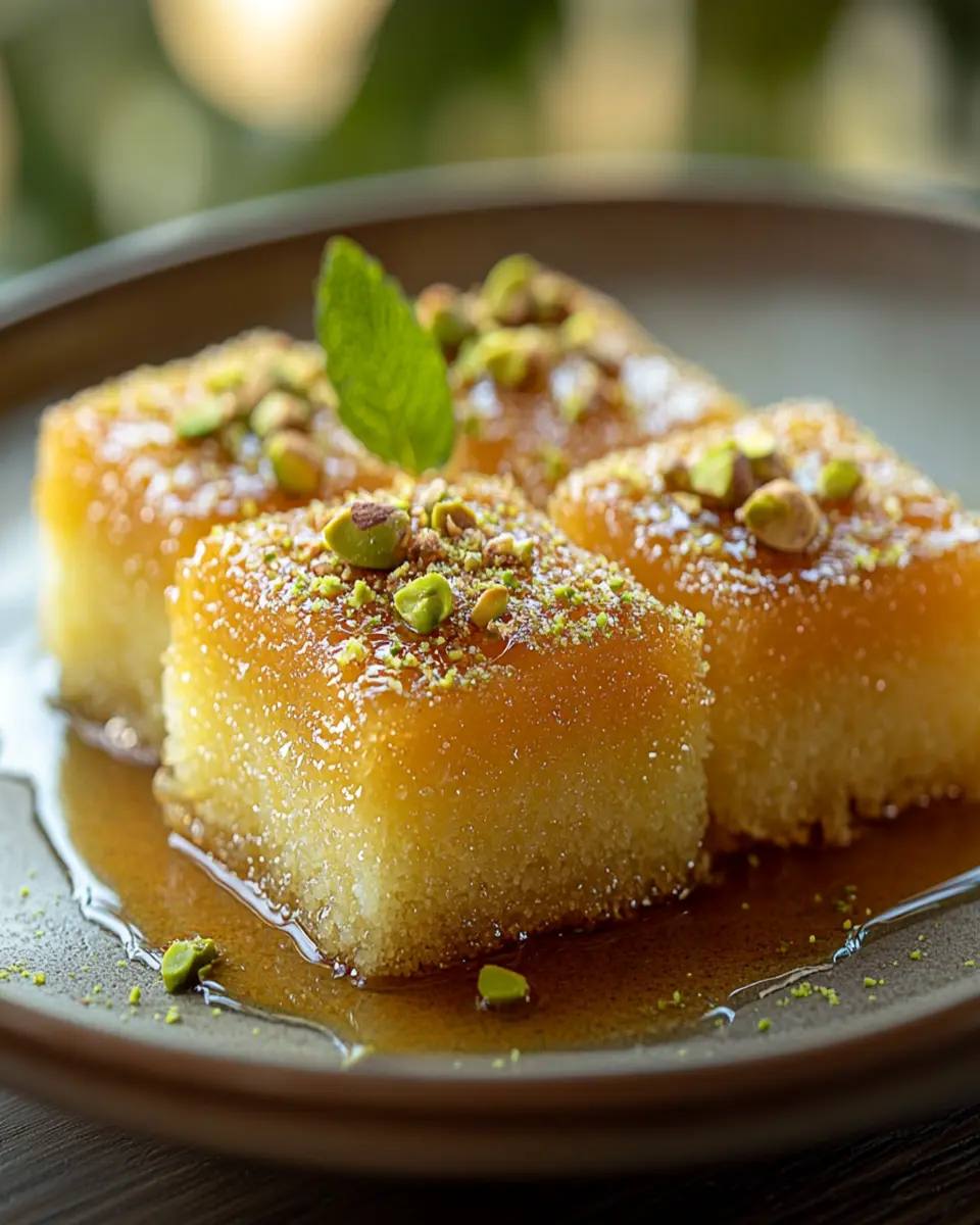 Basbousa with Pistachio Filling First Image First Image
