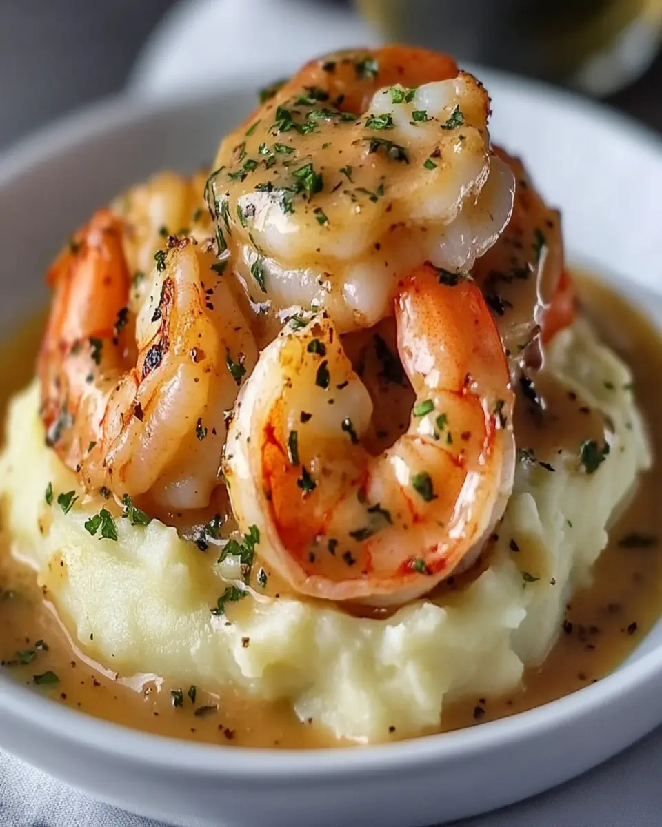 Creamy Garlic Shrimp Over Mashed Potatoes First Image First Image