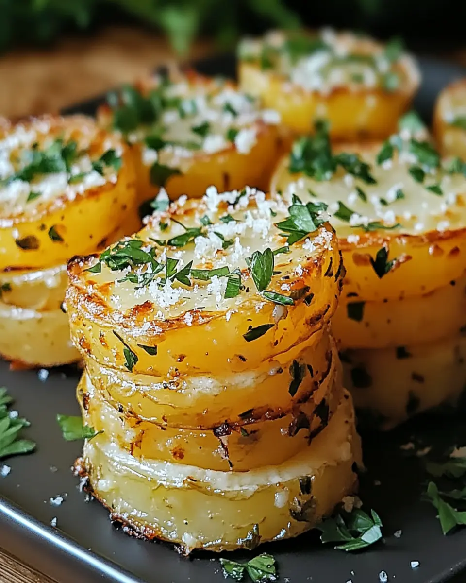 Irresistible Roasted Garlic Parmesan Potato Stacks to Wow Your Guests First Image First Image