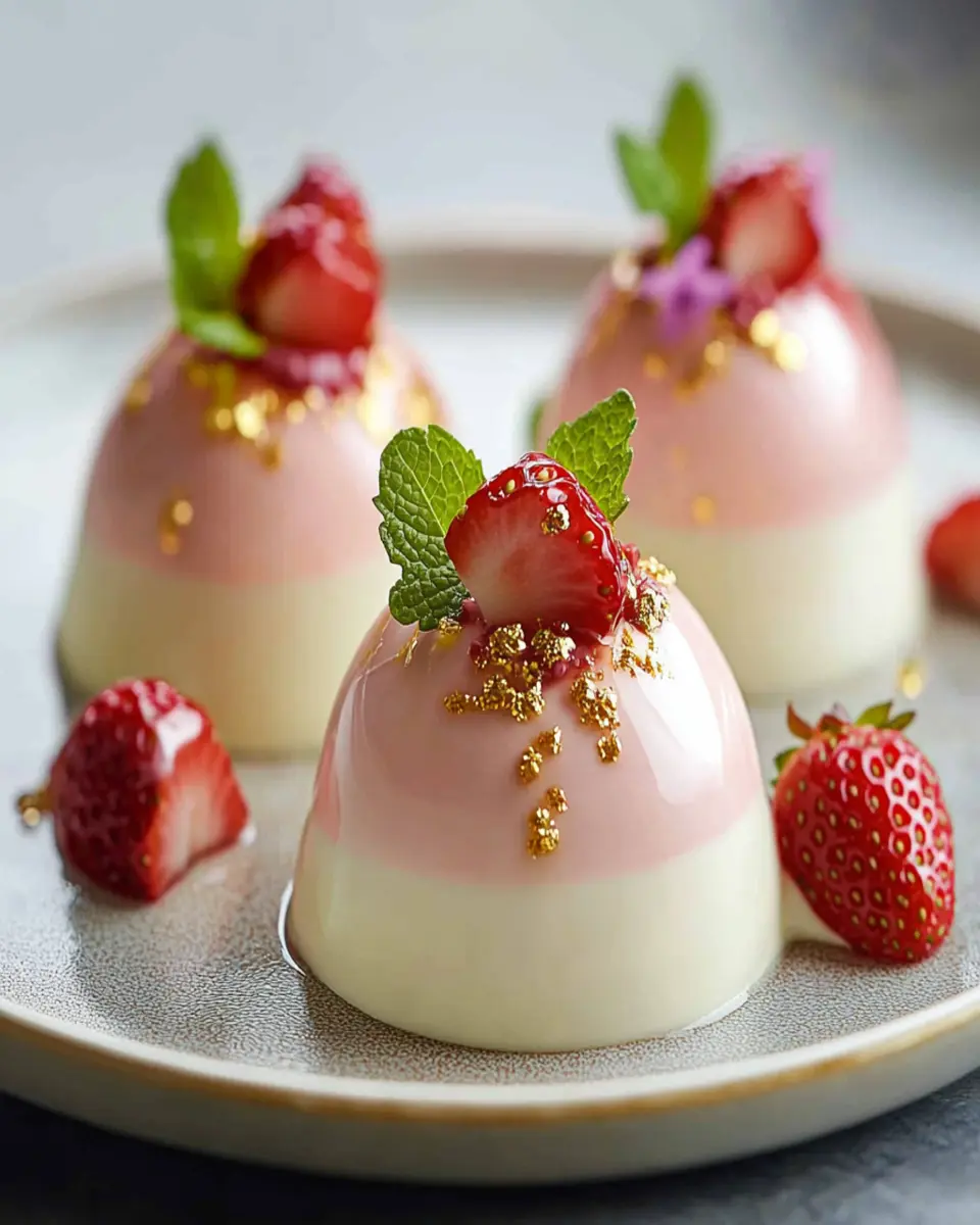 White Chocolate Strawberry Mousse Domes First Image First Image