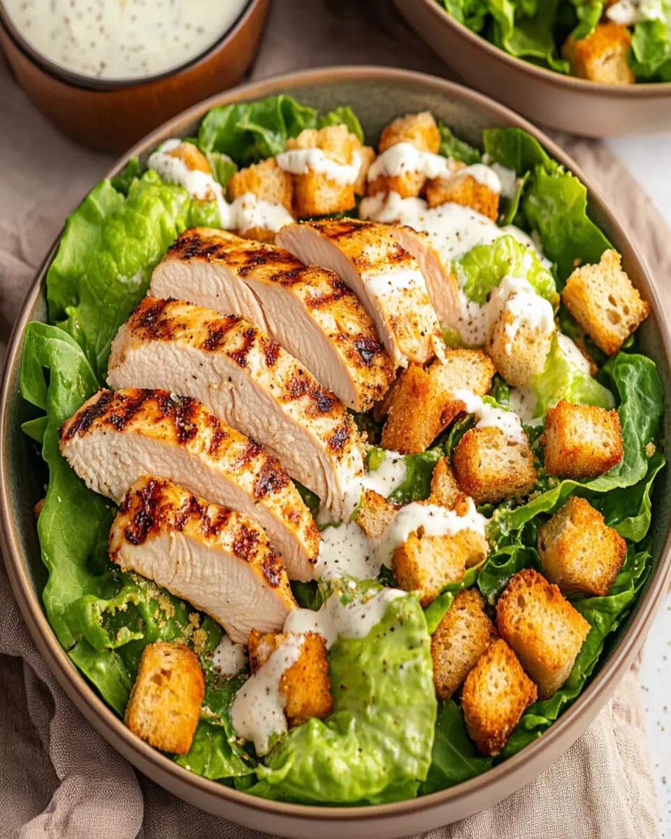 Chicken Caesar Salad with Creamy Yogurt Dressing First Image First Image
