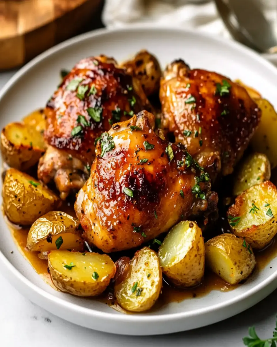 Honey Garlic Chicken Thighs With Potatoes First Image First Image