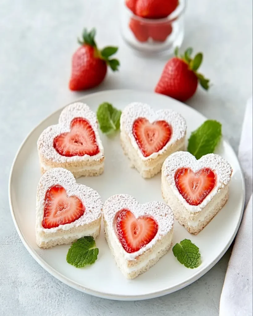 Heart-Shaped Icebox Sandwiches (Strawberry + Cream) First Image First Image